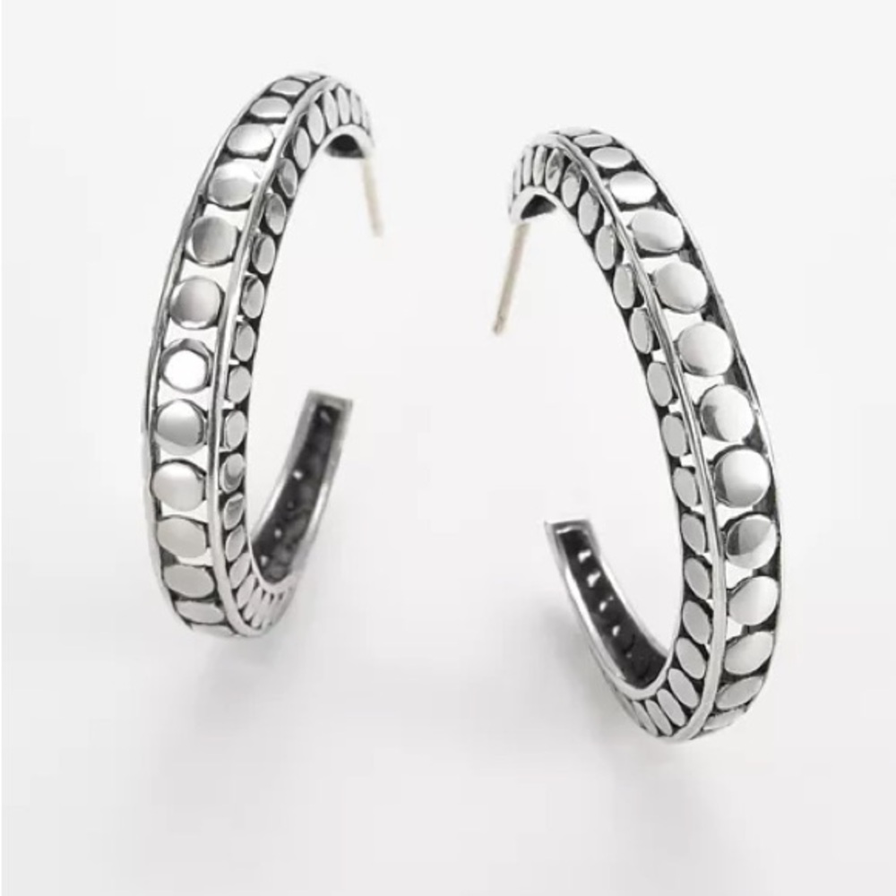 John Hardy “Dot Collection” Sterling Silver Hoop Earrings